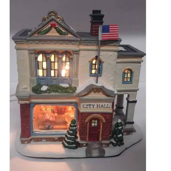 Norman Rockwell Collection Saturday Evening Post City Hall Xmas Lit House - Picture 1 of 7